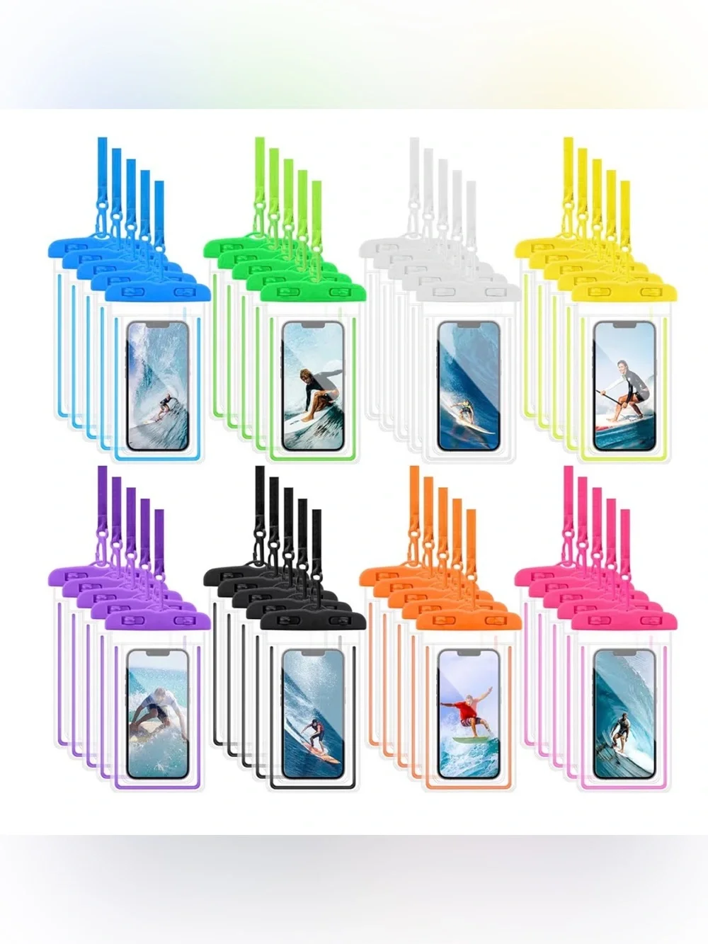 Waterproof Phone Pouch with Neon Green Lanyard - Universal Mobile Case